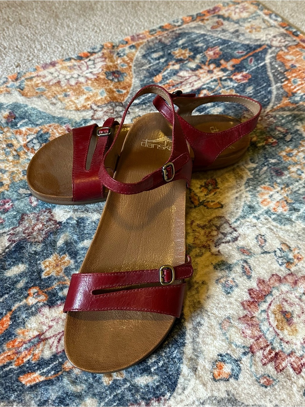 Dansko Burgundy Leather Adjustable Strap Sandals